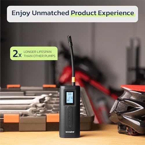 Woowind Tire Inflator & Power Bank 2 in 1 Portable Air Compressor, Electric Bike Pump with Digital Pressure Gauge, Air Pump for Car Tires, Bicycle, Motorcycle, Scooter, Balls (AP2-P)