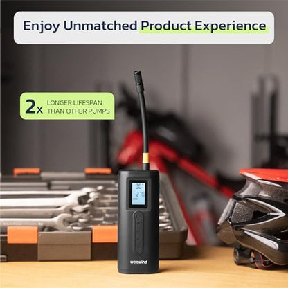 Woowind Tire Inflator & Power Bank 2 in 1 Portable Air Compressor, Electric Bike Pump with Digital Pressure Gauge, Air Pump for Car Tires, Bicycle, Motorcycle, Scooter, Balls (AP2-P)