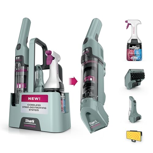 Shark StainForce Cordless Spot Cleaner, Dual-Activated Easy Spray Formula, OXY-Powered Stain Cleaning, Indoor + Outdoor, Carpets, Upholstery, Car Seats & Stairs, Pet Urine & Odor Remover, HX101 - style: StainForce w/ Stain Eliminator Tool + Crevice Tool