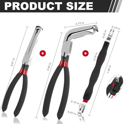 Electrical Disconnect Pliers 37960, 37980, Electrical Connector Separator 13120, 8in Automotive Tools Electrical Connector Pliers, Automotive Tools for Push Tab Style Plugs (3-Piece Set) - style: Straight and 60 Degree