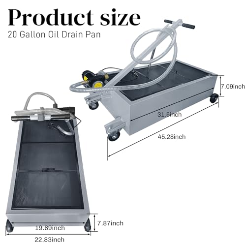 20 Gallon Low-Profile Oil Drain Pan with Electric Pump, Gray | Low-profile oil drain pan includes an electric pump, T-handle and J-hook for easier oil changes on cars and trucks. - color: Gray, size: 20 Gallon