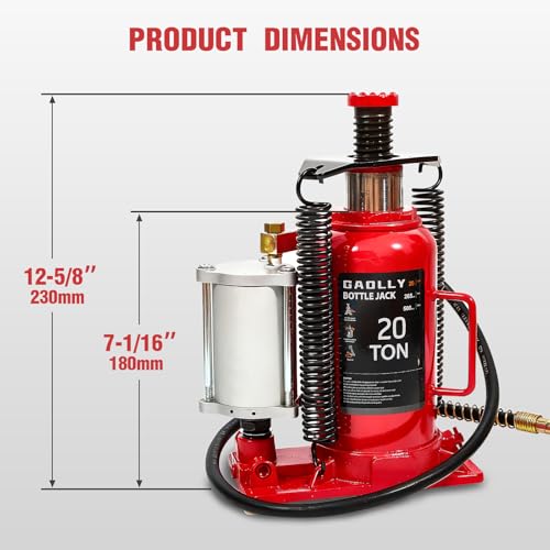 Air Hydraulic Bottle Jack, 20 Ton (44600) lbs Hydraulic Bottle Jack with 10.2''-20.1'' Lifting Range & Manual Hand Pump, for Pickup, Truck, RV, Auto Repair - color: 20 Ton