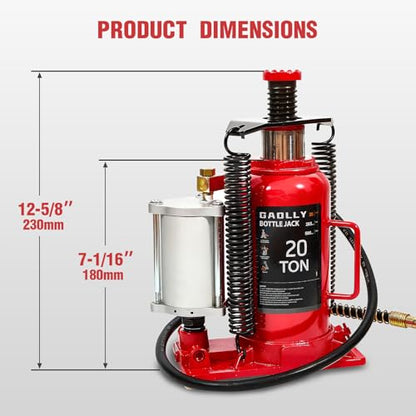 Air Hydraulic Bottle Jack, 20 Ton (44600) lbs Hydraulic Bottle Jack with 10.2''-20.1'' Lifting Range & Manual Hand Pump, for Pickup, Truck, RV, Auto Repair - color: 20 Ton