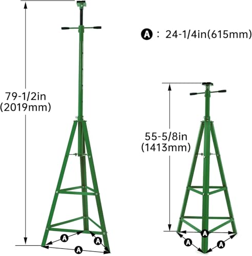 KUAFU 55.62"-79.48" Automotive Under Hoist Jack Stand 2 Ton High Lift | Transmission Mount Jack Stand for Repair Shops Garages Steel Powder Coated Green - size: Green