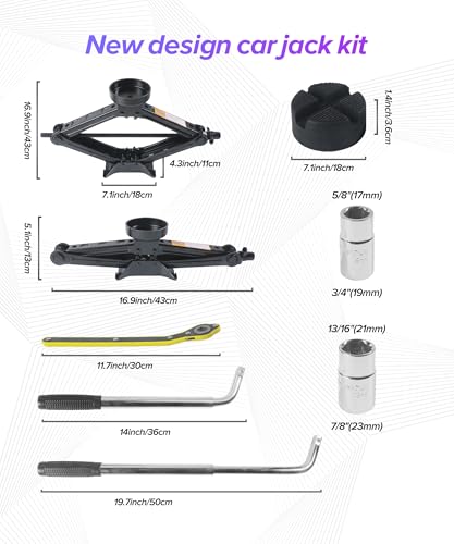 2.5 Ton Car Jack,Car Accessories Portable Scissor Jack,Universal Tire Jacks,Automotive Tire Changing Kit,Compatible with Cars,SUV,RV,Sedan,Trucks,MVP,Minivan,Van,and Other Vehicles