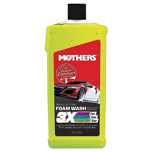 Mothers Triple Action Foam Wash, 16 oz. (05616) | pH Balanced, Eco-Friendly, Super-Sudsy, Foam Cannon, Won't Stripping Wax, Sealant or Coating, Super Concentrated - size: 16 Fl Oz (Pack of 1)
