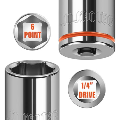 1/4" Drive Metric Master Socket Set, 14-Piece Shallow Hex Socket Set (4mm-15mm), Cover Most Commonly Sizes, 6 Point, Chrome Vanadium Steel with Molded Case - size: Shallow, style: 14pcs-metric