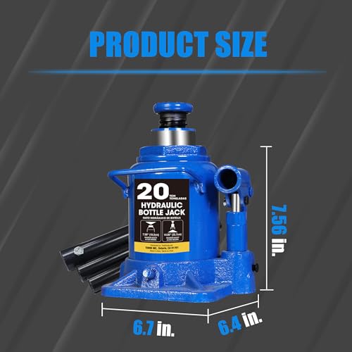 Big RED 20 Ton Bottle Jack Heavy Duty Hydraulic Car Jack, 7.56-14.05 inch Lift, Leak - Free Design, Suited for Auto, Truck & House Lift, 25.35 lbs Weight,Blue