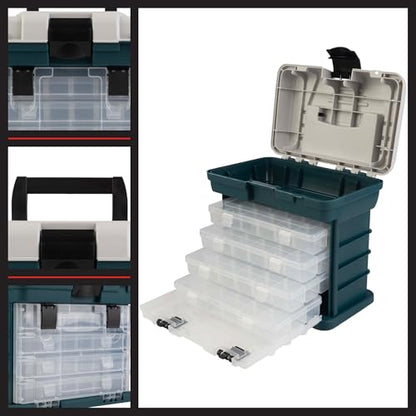 Portable Tool Box - Small Parts Organizer with Drawers and Customizable Compartments for Hardware, Fishing Tackle, Beads, or Crafts by Stalwart (Gray) - size: 10 inches (L) x 7 inches (W) x 10.5 inches (H)
