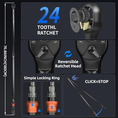Torque Wrench 1-Inch Drive Dual Range Scales 200-1500ft.lb/271.0-2032.5Nm | ±3% Precision, 24 Tooth Dual-direction Torque Wrenches for Wind Turbines Dockyards Car Truck Repair - size: 【1-Inch DR.200-1500 FT.LB】
