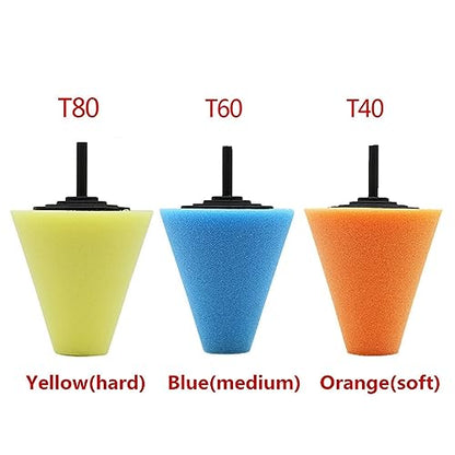Car Polishing Pad Buffing Foam Sponge Pad Cone Polisher Buffer Pad Automotive Waxing Kit for Car Wheel Hub Headlight Polishing Angle Grinder Sanding Disc(Hard 1pc) - color: Hard 1pc