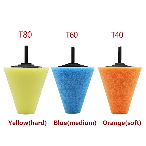 Car Polishing Pad Buffing Foam Sponge Pad Cone Polisher Buffer Pad Automotive Waxing Kit for Car Wheel Hub Headlight Polishing Angle Grinder Sanding Disc(3pcs) - color: 3pcs
