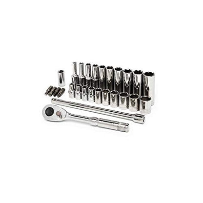 Crescent 27 Piece 1/4" Drive 6 Point Standard & Deep Metric Mechanics Tool Set - CSWS3C
