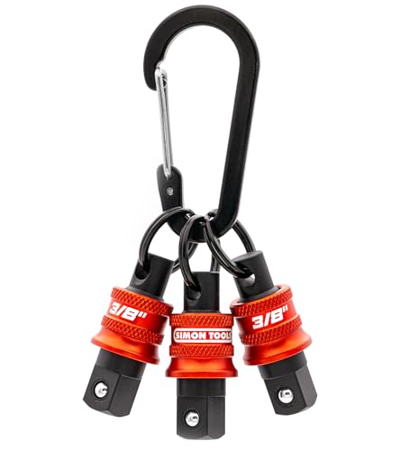 Simon tools Socket Holder Keychain 3pc - 3/8 Socket Organizer with Quick Release and Clip - Perfect Impact Wrench and Toolbox Accessories for Construction Workers, Linemen, Mechanics and Carpenters - size: 3/8"