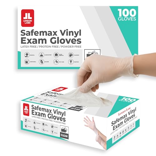 London Labs Medical Clear Vinyl Gloves Powder Free & Latex Free, Disposable, Food Safe - size: Medium, style: 200 Count