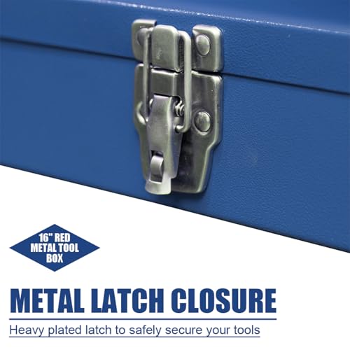 Portable Tool Box, Metal Tool Box, 4 Non-Slip Foot Pads, Ideal for Trailer, Mechanic, DIY-ers, Car Toolbox, Workshops, Garages, Repair Shops,Blue - size: 1P-Blue