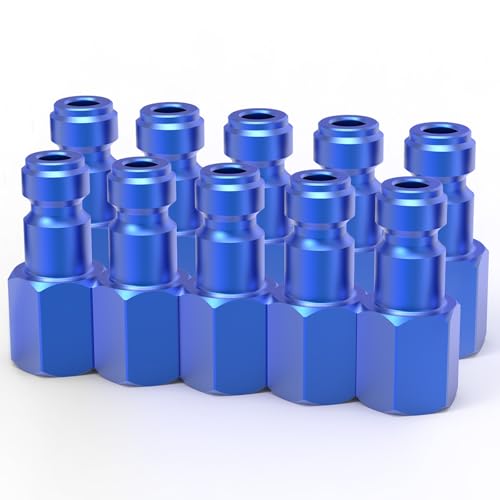 ChillWaves Aluminum Automotive T-Style Air Plug, 1/4" NPT Female Pneumatic Plugs, Air Compressor Accessories Fittings(10-PACK) - size: 1/4" FNPT, style: PACK OF 10
