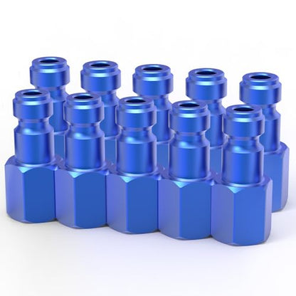 ChillWaves Aluminum Automotive T-Style Air Plug, 1/4" NPT Female Pneumatic Plugs, Air Compressor Accessories Fittings(10-PACK) - size: 1/4" FNPT, style: PACK OF 10