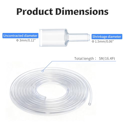 5M Heat Shrink Tubing, 3mm OD, 2:1 Ratio, Clear | Polyolefin Shrinkable Tube, Waterproof Electrical Insulation Tubing, for Wire Cable and Electronic Component Protection - size: 5M Φ3 Clear