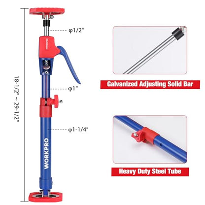 WORKPRO Cabinet Jack Support Pole, 18.5" to 29.5" Steel Telescopic Quick Support Rod Adjustable 3rd Hand Support System with 154 lbs Capacity for Cabinet Jack, Drywall Jack& Cargo Bars, 2-Pack - size: Short-18.5"-29.5" 2PC