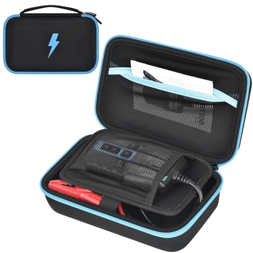Casmilee Battery Tester Case for TOPDON BT100/BT200 100-2000CCA, Case Only | Hard Case, Layered Storage for Tester, Clamps and Cables, Mesh Pocket, Garage and Roadside Carry, Blue