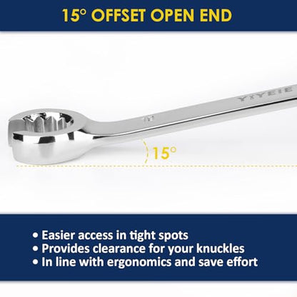 YIYEIE Flare Nut Wrench Set, Metric 5-Piece, Brake Line Wrench Set 9, 10, 11, 12, 13, 14, 15, 17, 19, 21 mm, CR-V Steel, with Roll-up Pouch - color: Metric 5pcs, size: 12-Point