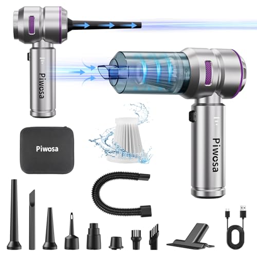 Handheld Vacuum Cordless, Car Vacuum Cleaner with Brushless Motor, Strong Suction Vacuum & Compressed Air Dusters with LED Light, Type C Port, Wireless Mini Portable Hand Vacuum Blower for Home, Pet - color: Silver