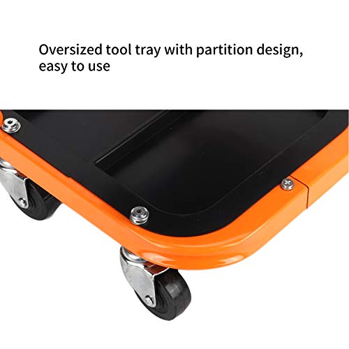 Heavy Duty Rolling Shop Stool, Mechanics Chair with Wheels, 400 LBS | Rolling Stool for Garage with Casters, Mechanics Roller Seat with Segmented Tool Tray and Comfortable Leather Cushion