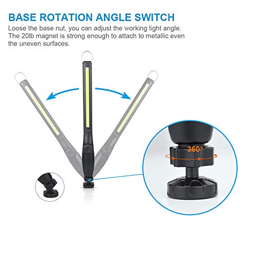 LED Work Light 800 lumens 3300mAh Rechargeable Work light Magnetic Flashlight COB Work Light Handheld Portable Worklight Inspection Light for Car Repair Machine Garage Emergency(2 pack) - size: 2 Pack