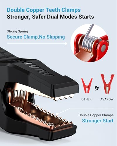 AVAPOW 10000A Jump Starter with Air Compressor, 12V Portable Jump Box | Starts All Gas & All Diesel, Built-in 150PSI Air Compressor, 30W PD Fast Charging, 4" HD Display, EVA Case - color: 10000A