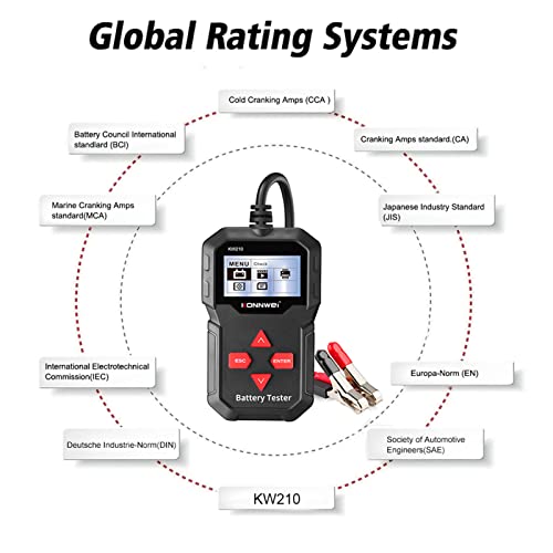 KW210 12V Automotive Car Battery Tester Digital Multi Language Analyzer Tester Tool