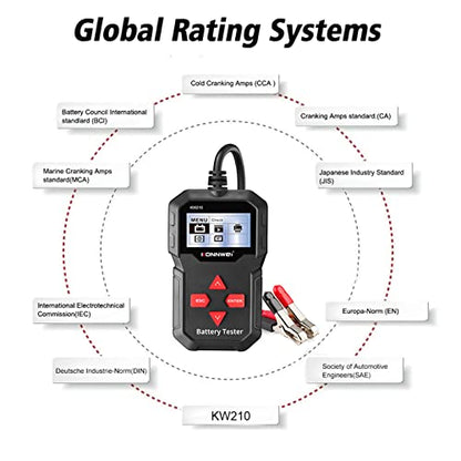 KW210 12V Automotive Car Battery Tester Digital Multi Language Analyzer Tester Tool