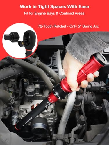 3/8 Torque Wrench 10-110 Ft-lb/13.6-149.2 Nm, ±3% Accuracy Click Torque Wrench 3/8 Inch - 72 Tooth Dual Direction, Quick Release, All Matel, Extension Bar & Adapters Set for Motorcycle and Car Repair