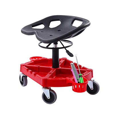 330LBS Capacit Rolling Garage Stool,Adjustable Height Rolling Garage Stool with Tool Tray 360-Degree Swivel Mechanic Stool Seat for Workshop Auto Repair Shop.