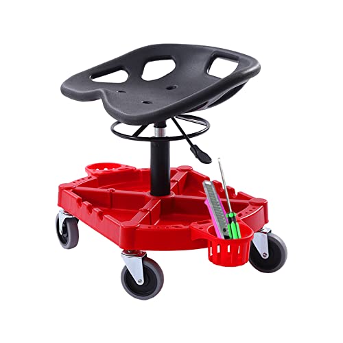 330LBS Capacit Rolling Garage Stool,Adjustable Height Rolling Garage Stool with Tool Tray 360-Degree Swivel Mechanic Stool Seat for Workshop Auto Repair Shop.