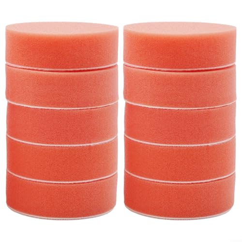 10-Pack 75 mm (3 Inch) Orange Smooth Flat Foam Polishing Pad Set for Car Polisher – Auto Detailing Waxing Sponge Kit Compatible with Polishes, Pastes & Sealants, Scratch Removal