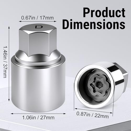 D-Wheel Locking Lug Nut Removal Tool Key for Toyota, Professional Anti-Theft Lock Nut Remover Socket, Lost Wheel Lock Key Replacement for Tacoma, Camry Automotive Tools