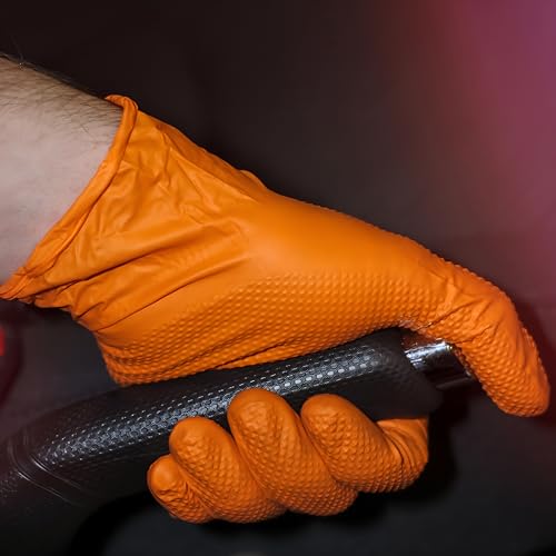 ForPro Heavy Duty Disposable Nitrile Gloves, Orange - size: Large (Pack of 100), style: Large (Pack of 100)