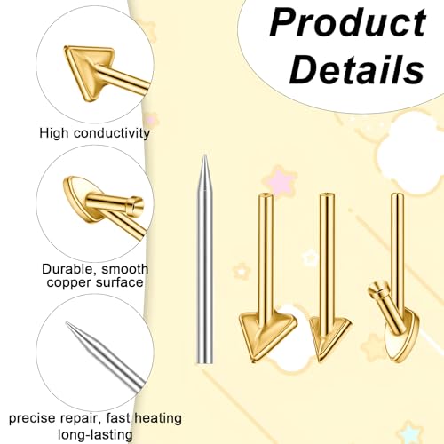 4PCS Copper Plastic Welding Tips Plastic Welder Tips Soldering Iron Tip Soldering Tip for Repair Bumper, Dashboard, Kayak, And More