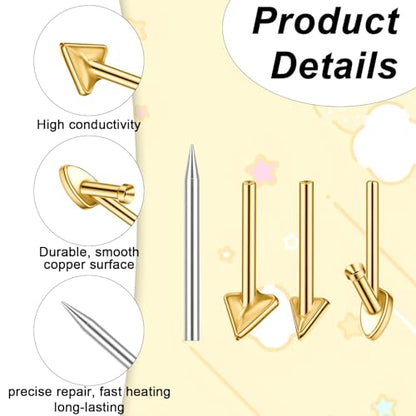 4PCS Copper Plastic Welding Tips Plastic Welder Tips Soldering Iron Tip Soldering Tip for Repair Bumper, Dashboard, Kayak, And More
