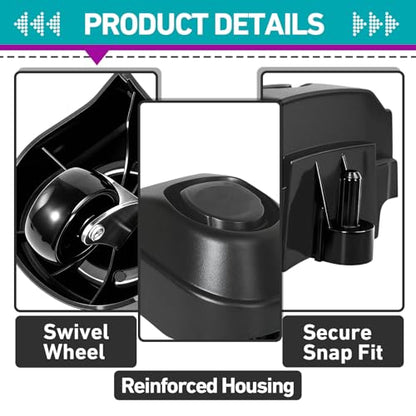4 Pcs 12388 Foot Caster & 12293 Caster Wheel Compatible with Ridgid 6 to 16 | Fits WD16650M WD06350 WD1635M WD1245M Etc, Smooth Rolling, Rugged Heavy-Duty Workshop Casters, Tool-Free Quick Installation