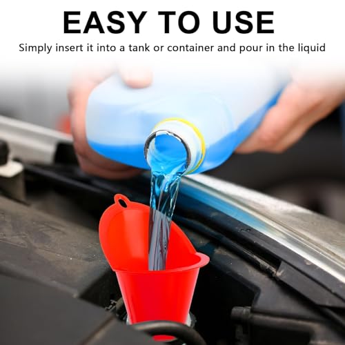 Long-Neck Oil Funnel for Automotive – Multi-Function Plastic Funnel for Oil, Gas & Lubricants – Universal Car Accessory (Red (2-Pack)) - color: Red (2-Pack)