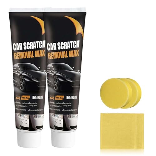 2026 New Upgraded Scratch Remover for Vehicles, Car Scratch Repair Paste for Deep Scratches, Cars Polishing Wax Scratchs Remover, Car Paint Scratch Repair Kit with Wipe and Sponge (2 Packs) - color: 2 Packs