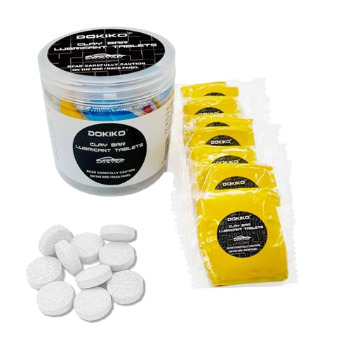 DOKIKO 8 Pack Car Clay Bars Auto Detailing Kit with 10 Lubricant Tablets, Premium Synthetic Clay for Paint Glass Wheels, Ceramic Coating Prep, Bright Color Contamination Indicator | Bright Color Safety, 10 Dissolvable Lube Tabs, 10 Dissolvable Lube Tabs