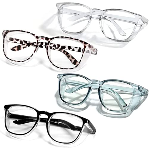 SQIMZAR Safety Glasses Goggles For Women Nurses Protective Eyewear,Anti Fog Safety Goggles - color: Black+clear+leopard+new Blue
