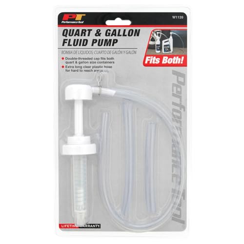 Performance Tool W1139 Quart/Gallon Fluid Pump and Hose for Vehicle Oils and Maintenance | Quart / Gallon Fluid Pump for automotive tools garage applications - style: Qt. & Gal. Fluid Pump (Standard)