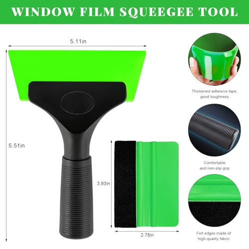 Yourkar 2 PCS Window Tint Kit Tools, Professional Vinyl Wrap Kit with Plastic Squeegee & Felt Squeegee, Universal Privacy Film Installation Tint Tools for Vehicle Glass Home (Green) - color: Green