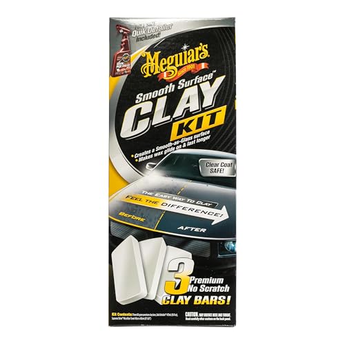 Meguiar's G191700 Smooth Surface Clay Kit, Safe and Easy Car Claying for Smooth as Glass Finish - size: 1 Count (Pack of 1), style: Clay Kit (180g)