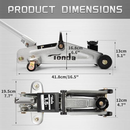 TONDA Floor Jack, Hydraulic Portable Car Lift Jack, 1.5 Ton (3,000 lb) Capacity for Sedan and Coupe (Silver) - color: 1.5T Silver