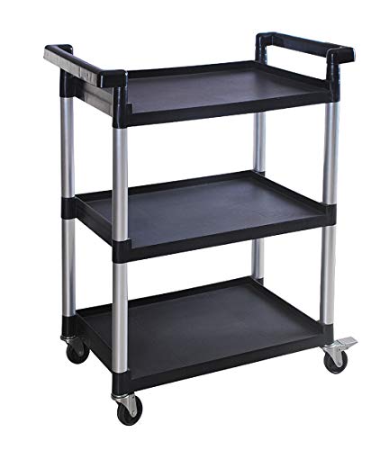 MaxWorks 80774 3-Shelf Utility Plastic Cart with Wheels-225 Lbs Maximum Capacity , Black - style: 3 Shelves